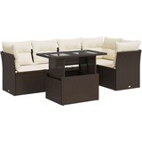  6-dijelni set vrtnih sofa od poliratana s jastucima smeđi | shoptok.hr