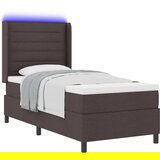 vidaXL Box Spring postelja z vzmetnico in LED temno rjava 90x190 cm tkanina, (22050850) Cene
