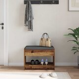  Klupa za hodnik s jastukom s policom Staro drvo 63 x 38 x 45 cm | shoptok.hr