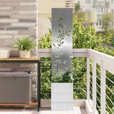 vidaXL Privatnost u vrtu Cvjetni Srebrna 32 x 140 cm Nehrđajući čelik | shoptok.hr