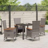 vidaXL set 5-delnega vrtnarskega jedilnega seta z oblazinjenjem siva poli ratan | Shoptok.si