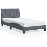 vidaXL Posteljni okvir z LED lučkami temno siv 100x200 cm žamet | Shoptok.si