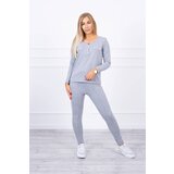Kesi Set with a neckline with press studs in gray color Cijene