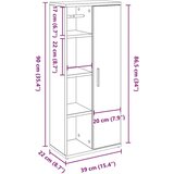 vidaXL Kopalniška omarica z držalom za zvitke dim. hrast 39x22x90 cm | Shoptok.si