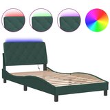 vidaXL Okvir kreveta s LED svjetlima tamnozeleni 100x200 cm baršunasti Cijene