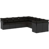 vidaXL 10-dijelni set vrtnih sofa s jastucima crni od poliratana | shoptok.hr