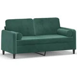 MAISON CHIC kavč - Sofa - Kanape dvosed z okrasnimi blazinami temno zelen 140 cm žamet, (21727967)