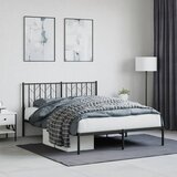vidaXL Kovinski posteljni okvir z vzglavjem črn 140x200 cm | Shoptok.si