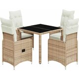  5-dijelni vrtni bistro set od poliratana s jastucima bež 90 x 90 x 75 cm | shoptok.hr