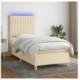 vidaXL Box spring postelja z vzmetnico LED krem 90x190 cm bl Cene
