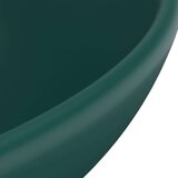 vidaXL Razkošen umivalnik okrogel mat temno zelen 32,5x14 cm keramičen | Shoptok.si