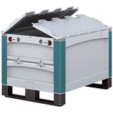 BITO Zaboj za velike obremenitve SL, z loputo za odvzem na čelni strani in pokrovom, DxŠxV 800 x 600 x 541 mm | Shoptok.si