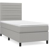  Box spring postelja z vzmetnico svetlo siva 90x200 cm blago | Shoptok.si
