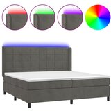 vidaXL Box spring postelja z vzmetnico LED temno siva 200x200 cm žamet, (20932398) Cene