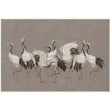  Plakat - Crane Dance - light bird silhouettes on a warm-gray textured background 90x60 Bez okvira | shoptok.hr