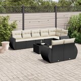  The Living Store Vrtna sedežna garnitura 9-delna z blazinami črn poli ratan - Vrtna Sedežna Garniture, (21481285) | Shoptok.si