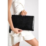 Capone Outfitters Capone Patent Leather Crocodile Patterned Paris Black Women's Clutch Bag Cene'.'