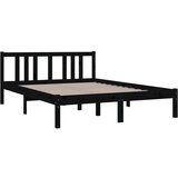  Posteljni okvir črn iz trdnega lesa 135x190 cm 4FT6, (20643154) | Shoptok.si