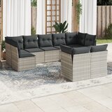 Maison Chic Seti vrtnega pohištva - Vrtna garnitura - Vrtni pohištvo set 9-delna z blazinami sv. siv poli ratan, (21797093) | Shoptok.si
