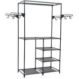 The Living Store Stojalo za oblačila jeklo in netkano blago 87x44x158 cm črno - Stojalo Za Oblačila, (21484483) Cene