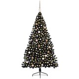 vidaXL Umjetna preddekorirana božićna jelka Črna 210 cm PVC | Shoptok.si