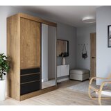 ADRK Drsna omara z ogledalom HAIDAR 140 cm - HRAST LEFKAS-RNA | Shoptok.si