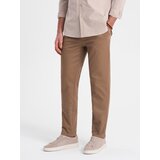 Ombre Men's classic cut chino pants with fine texture - brown cene
