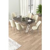 Hanah home lai - anthracite, chrome, cream anthracitechromecream dining table & chairs set (7 pieces) | ePonuda.com