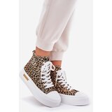 Boto High Women Sneakers With Leopard Print On Platform Brown Laviriona | shoptok.hr