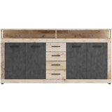 MID.YOU ŠIROKA KOMODA, antracit, barve hrasta | Shoptok.si