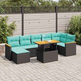  Vrtna garnitura - 8-dijelni set vrtnih sofa od poliratana s jastucima crni bagrem - Crna sa spremištem 1 | shoptok.hr