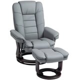 Nesta Relax fotelj z opornikom za noge, 360&amp;deg; vrtljiv TV stol z ležečo funkcijo, umetno usnje, siv, nosilnost do 130 kg, za dnevno sobo, (5000493377) Slike