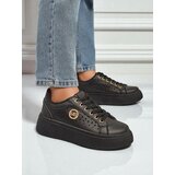 Resti Aurelia Nero - Black platform made of eco-leather, model LH201-8 | Shoptok.si