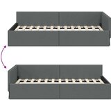 vidaXL Kotna postelja Temno siva 100 x 200 cm Tkanina in oblikovan les | Shoptok.si