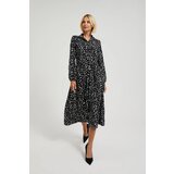 Moodo Women's patterned midi dress with long sleeves - black | Shoptok.si