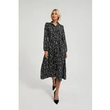 Moodo Women's patterned midi dress with long sleeves - black