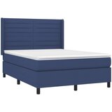  Box spring postelja z vzmetnico LED modra 140x200 cm blago, (20901840) | Shoptok.si