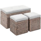  Klupa s 2 taburea od morske trave siva | shoptok.hr