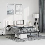 Metalni okvir za krevet s uzglavljem crni 150x200 cm | shoptok.hr