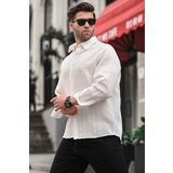 Madmext Ecru Patterned Long Sleeve Men's Shirt 6734 Cene