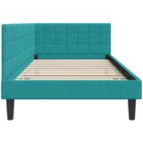 vidaXL Kutni okvir kreveta s uzglavljem Tirkizna 90 x 200 cm Baršun | shoptok.hr