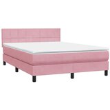  s oprugama i madracem LED ružičasti 160x210 cm baršunasti | shoptok.hr