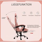  Igraća ergonomska uredska stolica umjetna koža roza i bijela 64 x 67 x 119-127 cm | shoptok.hr