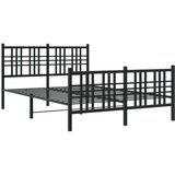 vidaXL Metalni okvir kreveta uzglavlje i podnožje crni 137x190 cm | shoptok.hr
