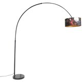 QAZQA Obločna svetilka črna žametna senca cvetlični dizajn 50 cm - XXL Cene