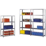 eurokraft pro Privijačeni regal, lahka izvedba, pocinkan, višina regala 2000 mm, širina police 1000 mm, globina 400 mm, osnovni regal | Shoptok.si
