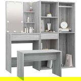  Set toaletnog stolića siva boja hrasta LED konstruirano drvo | shoptok.hr