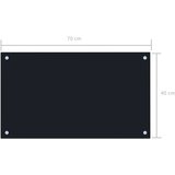 vidaXL Kuhinjska zaščitna obloga črna 70x40 cm kaljeno steklo | Shoptok.si