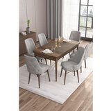 Hanah home Are - Baroque, Grey BaroqueGrey Extendable Dining Table & Chairs Set (7 Pieces) | ePonuda.com