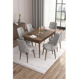 Hanah home Set Trpezarijski sto i 6 stolica Are, sivo-smeđa | Eponuda.ba